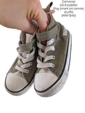 Converse Toddler High-Top Sneakers Shoe in Olive Green and White | US 9 toddler